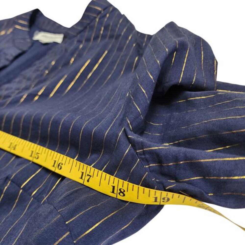 Emerson Frye Womens Frances‎ Maxi Dress 2 Size XS Navy Gold Maritime Lurex India - Picture 11 of 13